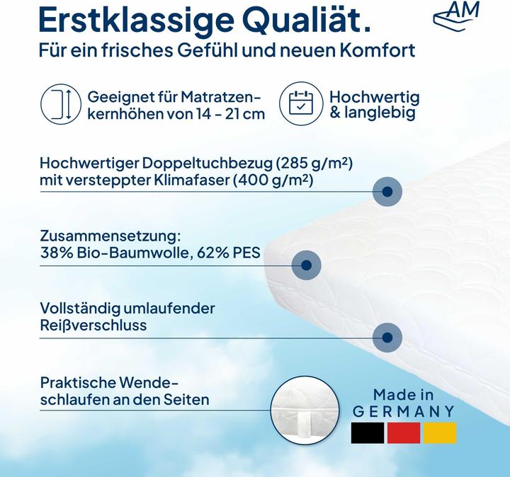 Produktbild AM Qualitätsmatratzen Matratzenbezug Organic Cotton (100 x 200 cm)