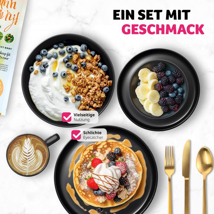 Produktbild tectake Geschirrset Una, aus Steingut, für 6 Personen (30 Stück)