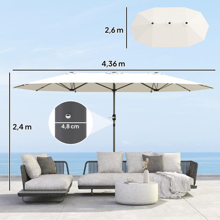 Produktbild Outsunny Doppelsonnenschirm Stahl, Polyester Beige (2.60 m)
