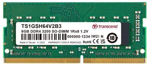 Produktbild Transcend 8GB DDR4 3200 U-DIMM 1Rx8 1Gx8 CL22 1.2V (1 x 8GB, 3200 MHz, DDR4-RAM, DIMM)