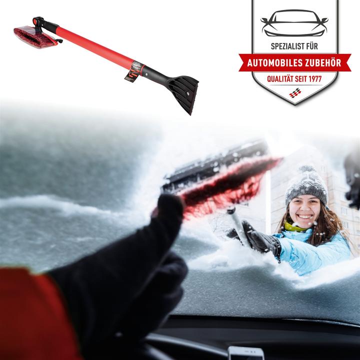 Produktbild CarComfort Schneebesen mit Eiskratzer, Auto-Eisschaber teleskopierbar 92-132 cm rot/schwarz