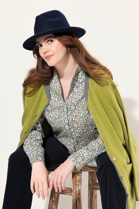 Image du produit Ulla Popken Damen grosse Grössen Bluse, Kelchkragen, bedruckt, Langarm schneeweiss 50+ 829726200-50+ (50, 52)