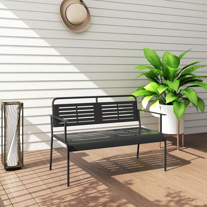Actual product image Outsunny Gartenbank Stahl Schwarz