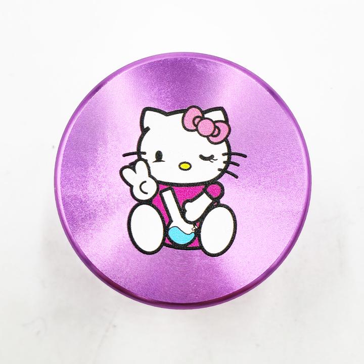 Actual product image BestV Hello Kitty Aluminium Grinder Bong Violet 4Parts 50mm