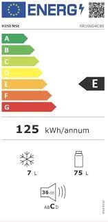 Label énergétique Hisense RR106D4CRE Réfrigérateur à une porte 82 Litres Classe (82 l)