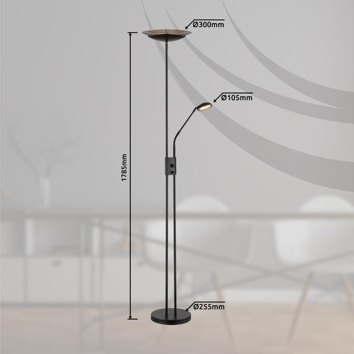 Produktbild Globo Deckenfluter Metall Schwarz Matt, 1xled (2200 lm)