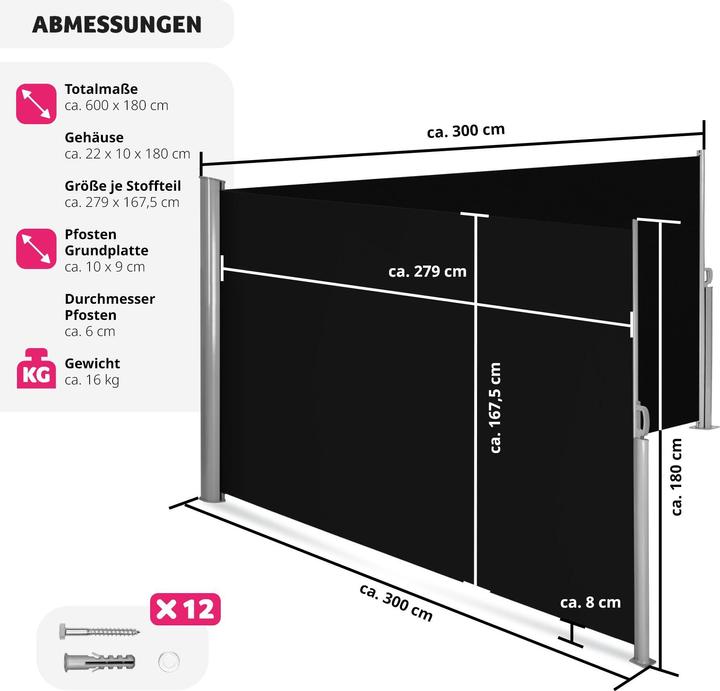 Image du produit tectake Paravent (1.80 m)