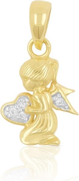 Immagine prodotto Muau Ciondolo Angelo 750/18K con diamante bicolore (750, Oro bicolore 18 carati)