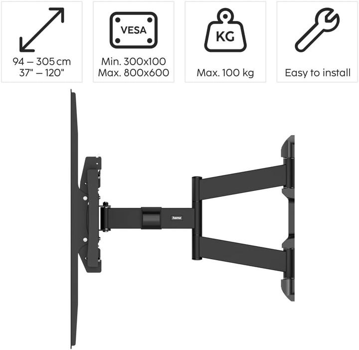 Image du produit Hama 220839 TV-WH (Mur, 100 kg, 37" - 120")