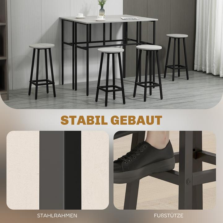 Image du produit Homcom Ensemble de tables de bar avec 4 tabourets (100 x 40 x 90 cm)