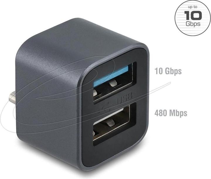Image du produit Delock Mini USB Hub USB Type-C Stecker zu 1 x USB 10 Gbps US (Thunderbolt, USB-C, 2 ports)