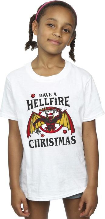 Actual product image Netflix Girls Stranger Things Hellfire Christmas Cotton T-Shirt (128)