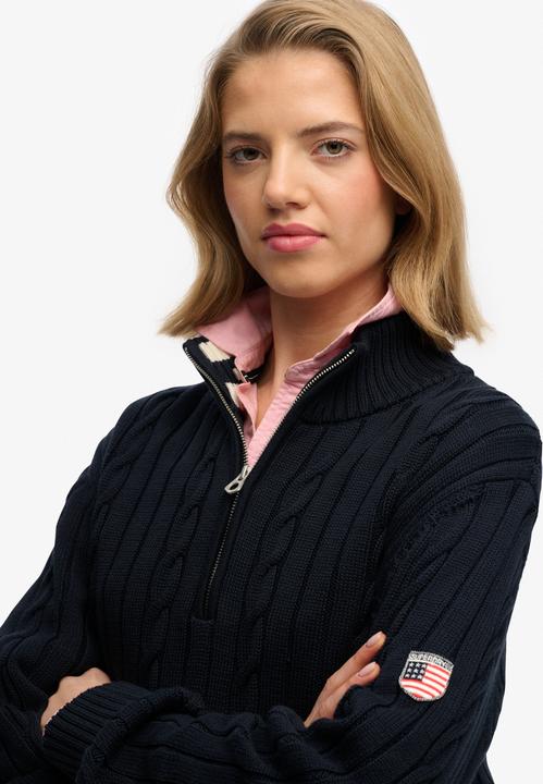 Produktbild Superdry Damen lässiger Strickpullover mit halbem Reissverschluss (M)