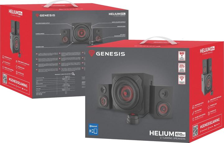 Produktbild Genesis Helium 610BT Computer Speakers, Wired, Bluetooth, Black