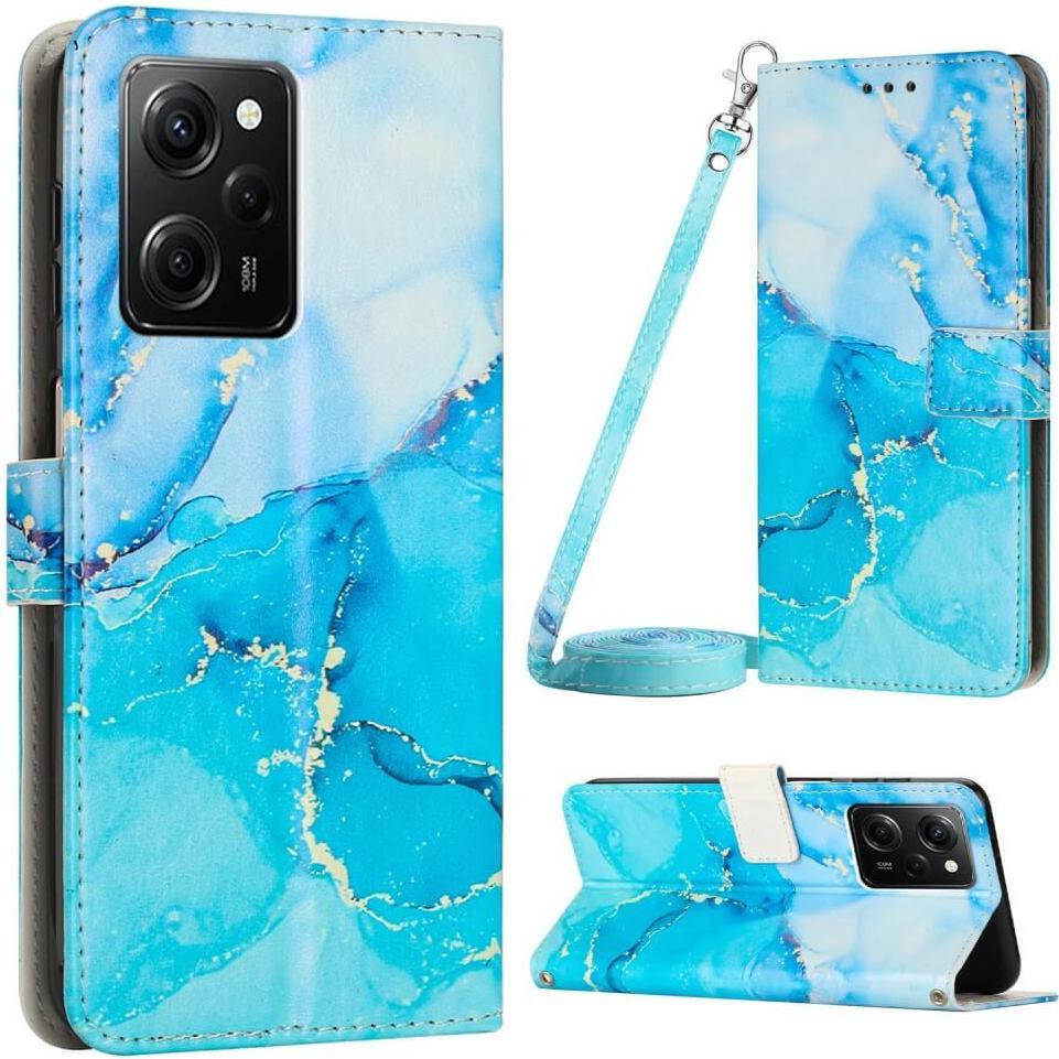 Cover-Discount Xiaomi Poco X5 Pro - Leder Hülle blue Marble (Xiaomi Poco X5 Pro, Xiaomi Redmi Note 12 Pro 5G), Smartphon...