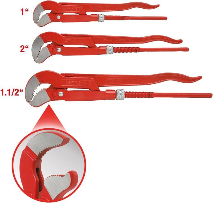 Produktbild KS Tools Eckrohrzangen-Satz, 45° gewinkelt, 3 Teile