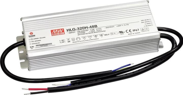 Immagine prodotto MeanWell MEAN WELL HLG-320H-48B, 320 W, IP20, 90 - 305 V, 48 V, 90 mm, 252 mm