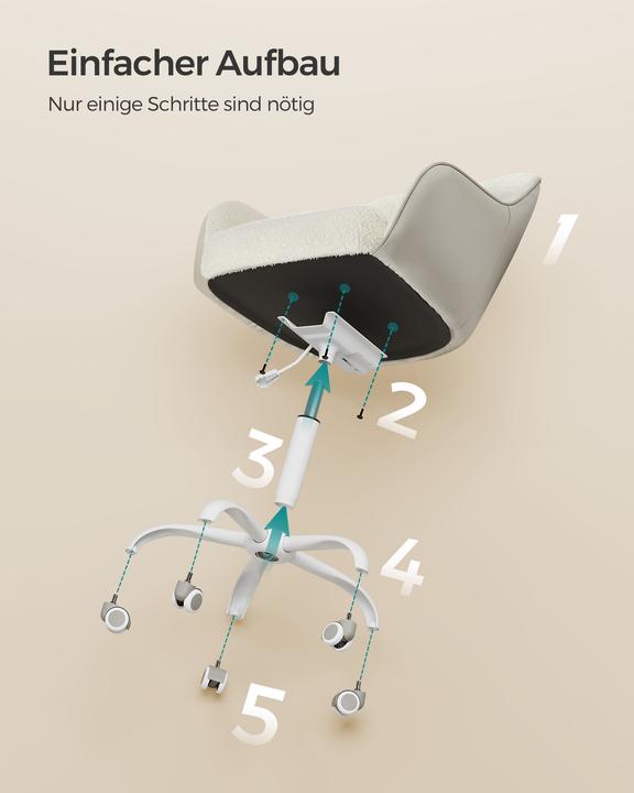 Image du produit Songmics Chaise de bureau, OBG019G01V1 Tissu gris, piètement argenté (46 - 56 cm)