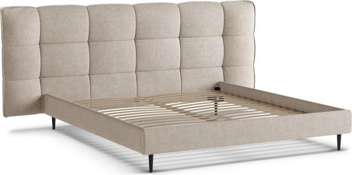 Actual product image Micadoni Boucle Storage Bed with Headboard, "Eric", Dark Beige, 220x270x114 Made in Europe (180 x 200 cm)