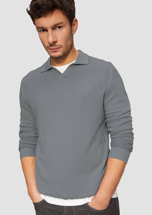 Produktbild S.Oliver Strickpullover Strukturierter Strickpullover mit Polokragen (XL)