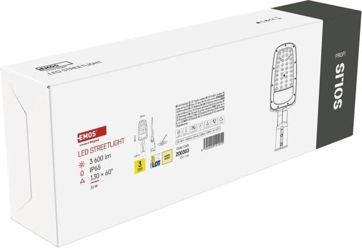 Produktbild Emos LED-Strassenleuchte SOLIS 30W, 3600 lm, warmweiss (3600 lm, IP65)