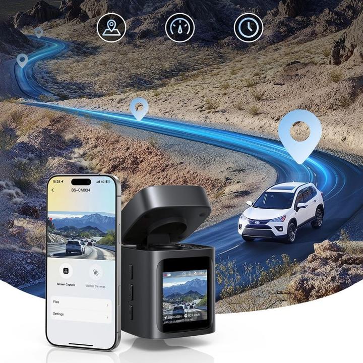 Image du produit Baseus PrimeTrip VD1 Pro Dash Cam 4K Super Capacity Black (Commandes vocales, Écran intégré, Récepteur GPS, Vision nocturne, 4K)