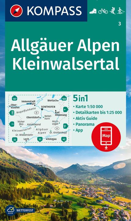 Immagine prodotto Mappa escursionistica 3 Alpi dell'Algovia, Kleinwalsertal 1:50.000