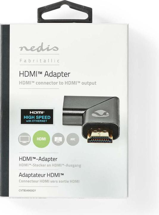 Actual product image Nedis HDMI™ adapter HDMI plug/HDMI™ plug HDMI socket/HDMI™ output Gold-plated Left angled (HDMI, 4.30 cm)