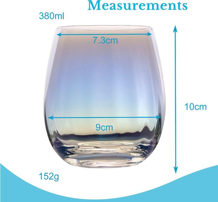 Produktbild Intirilife Trinkglas Set Regenbogen Schimmer Wellenform (0.38 l, 2 x)