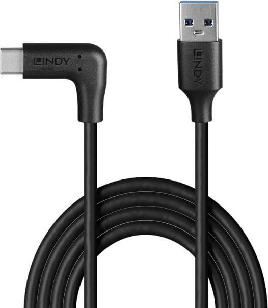 Produktbild Lindy 1m USB 3.2 Typ A an C Kabel 90° gewinkelt (32013) (1 m, USB 3.2 Gen 2, 15 W)