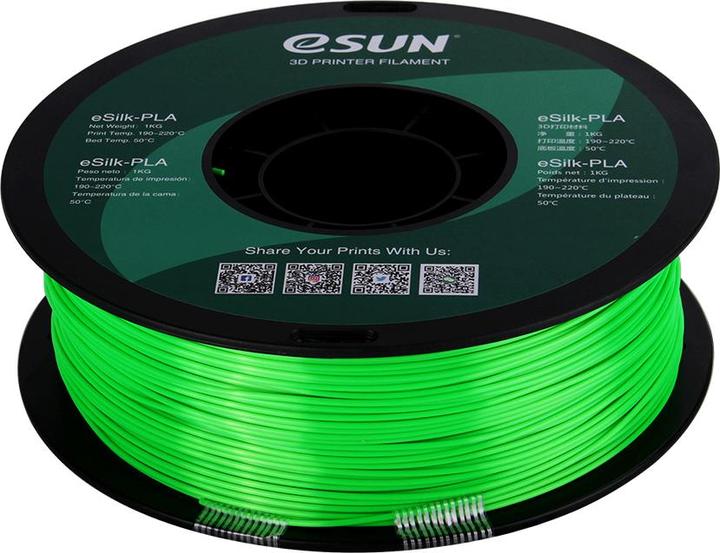 Image du produit eSUN eSilk-PLA 1,75mm Green 1kg Filament 3D (PLA, 1.75 mm, 1000 g, Vert)