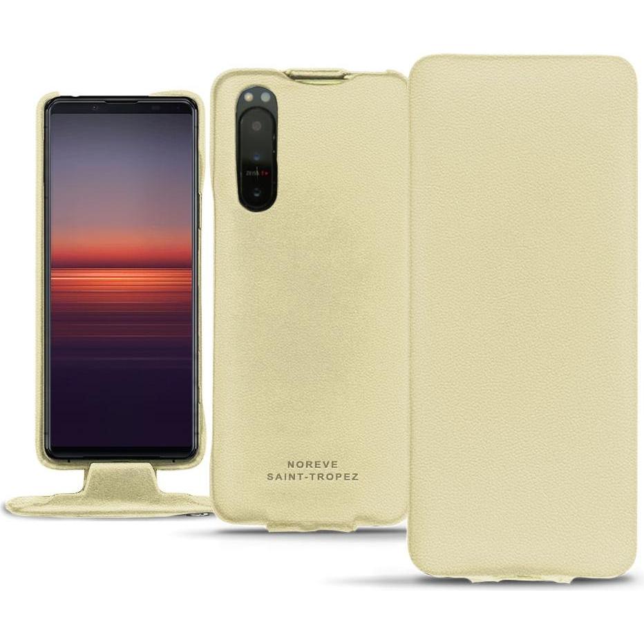 Noreve Lederschutzhülle vertikal (Sony Xperia 5 II), Smartphone Hülle, Beige