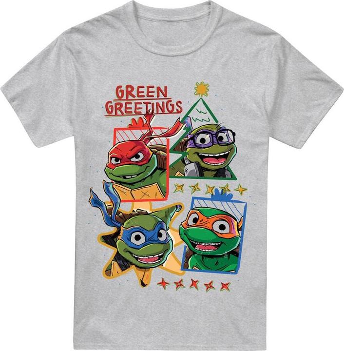 Actual product image Teenage Mutant NT Mens Green Greetings Christmas T-Shirt (4XL)