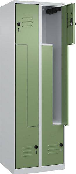 Light grey RAL 7035, Reseda green RAL 6011