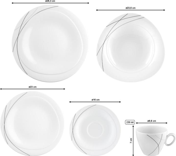 Actual product image Seltmann Dining Plate Trio 30 pieces, white black (30 pcs.)