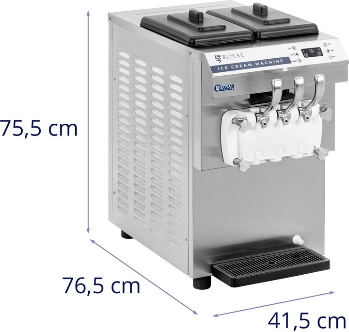 Produktbild Royal Catering Softeismaschine 16 l/h 1350 W LED Edelstahl Frozen Joghurt Maschine Gastro