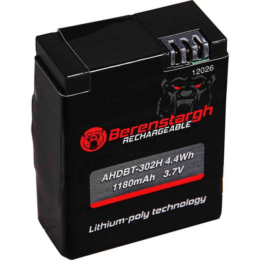 Berenstargh Akku f. GoPro AHDBT-302 Hero 3+ HD Hero 3 3+ (Batteria della fotocamera), Alimentatore fotocamera