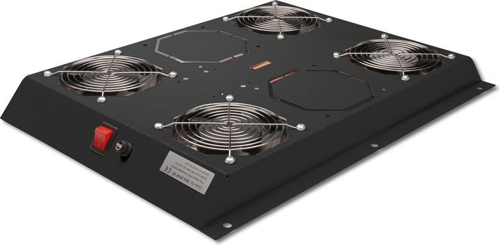 Produktbild Digitus Dachluefter 4fach fuer 48,3cm 19Zoll Serverschraenke inkl. Thermostat schwarz RAL 9005