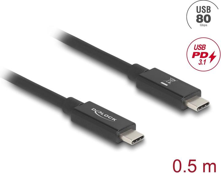 Actual product image Delock 81210 - USB 80 Gbps cable USB Type-C plug to plug 16K 60 Hz PD 3.1 240 (0.50 m, 240 W)