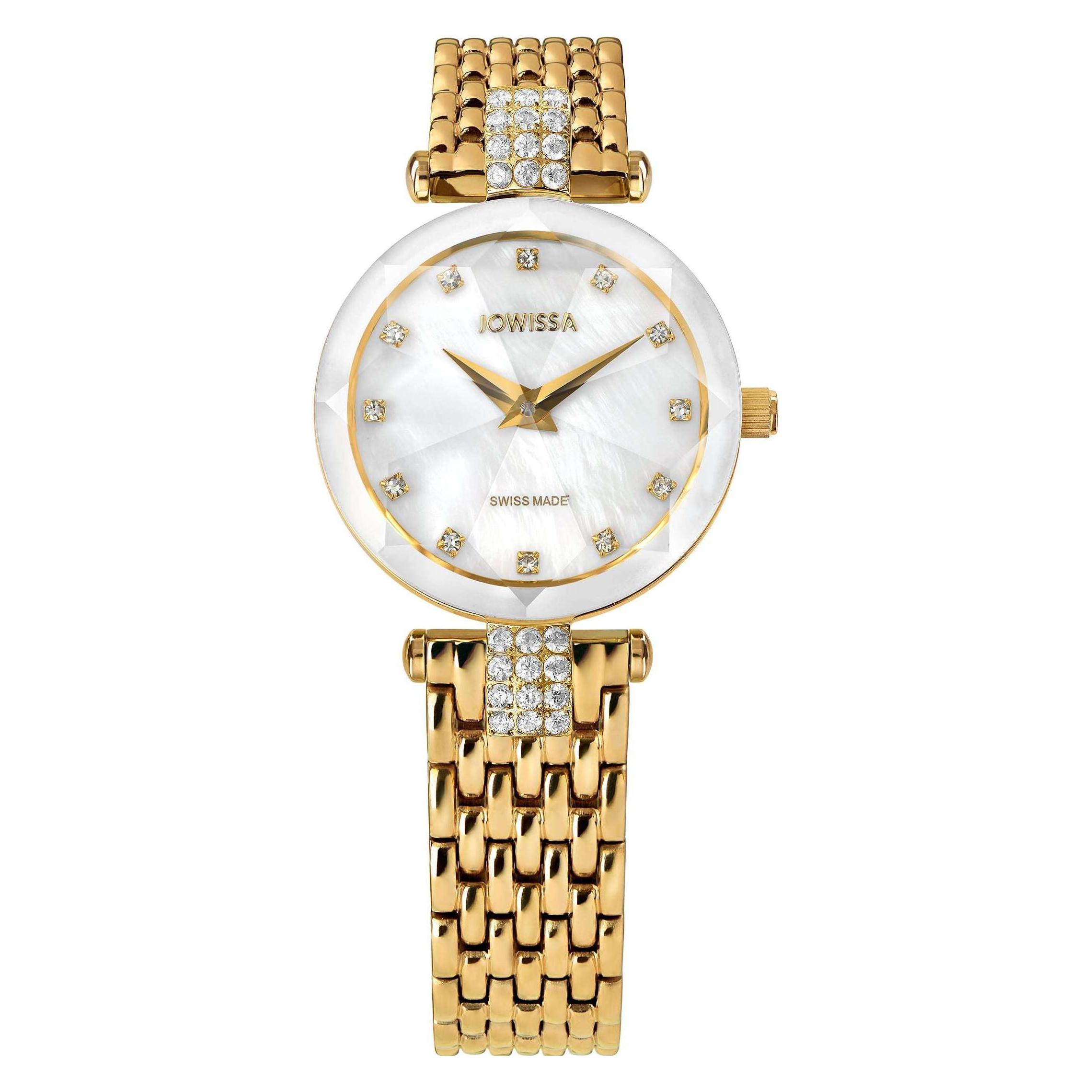Jowissa, Armbanduhr, Facet Strass, Gold, (Analoguhr, 25 mm)