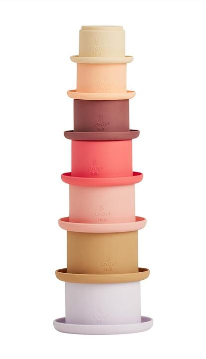 Actual product image OYOY Mini Tawa 7-piece stacking toy, cherry red/beige