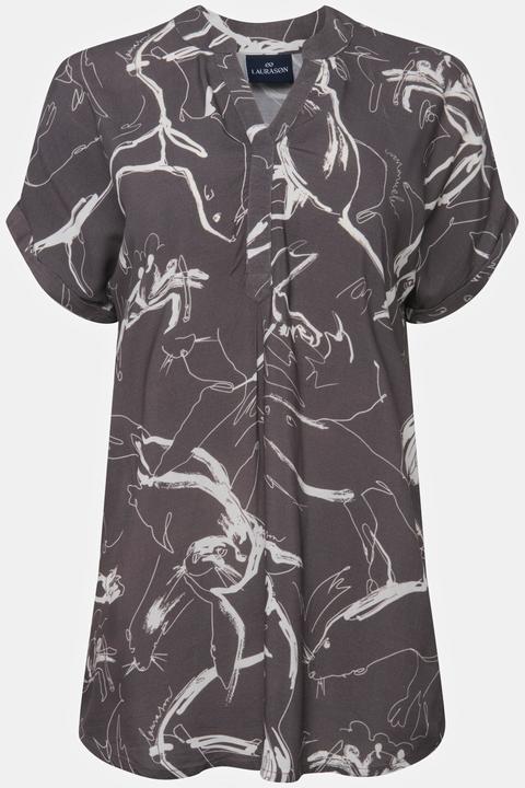 Immagine prodotto Laurasøn Bluse, oversized, Robben Print, Stehkragen, Halbarm (S)