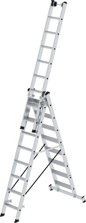 Produktbild Munk Stufen-Mehrzweckleiter 3-teilig mit nivello-Traverse 3x8 Stufen (Mehrzweckleiter, 586 cm)