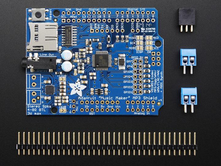 Immagine prodotto Adafruit Music Maker MP3 Shield per Arduino w/3W Stereo Amp (Riparo)