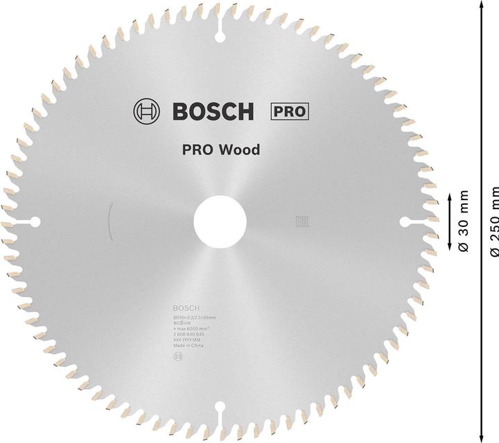 Produktbild Bosch Professional Zubehör PRO Wood Kreissägeblatt, 250 x 3.2 x 30 mm