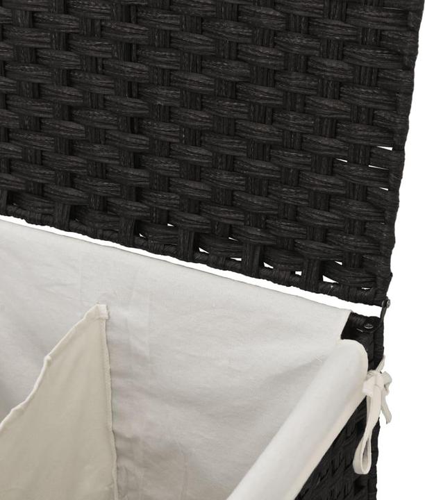 Actual product image vidaXL Laundry basket with 2 compartments Black 53x35x57 cm Poly
