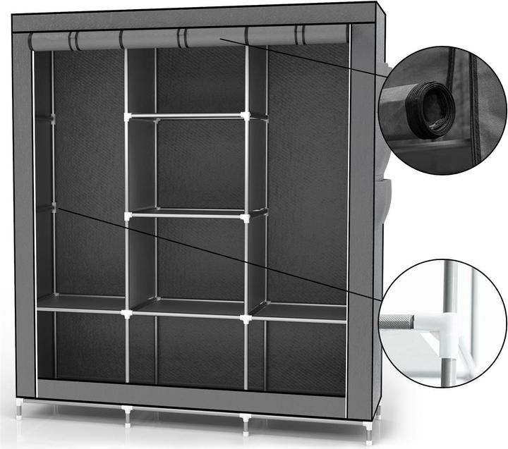 Produktbild Intirilife Schrank 130x175x45 cm in ASCH GRAU (130 x 45 x 175 cm)