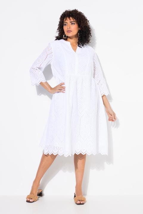 Produktbild Ulla Popken Midikleid, Lochspitze, Tunika-Ausschnitt, 3/4-Arm (54)