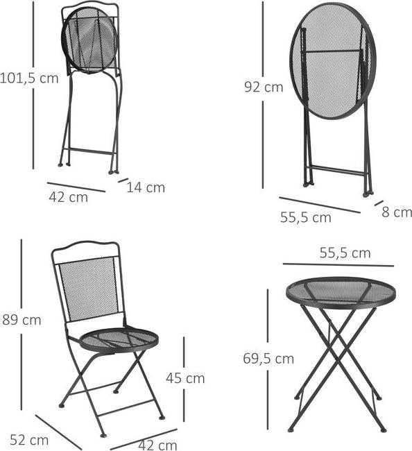 Image du produit Swisshandel24 Ensemble de meubles de jardin Salon de jardin Balcon Ensemble pour 2 personnes Salle à manger 1 (55.50 cm)