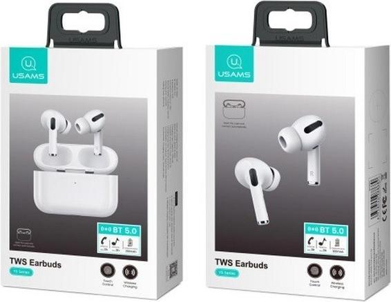 Actual product image Usams Słuchawki Bluetooth 5.0 TWS YS series bezprzewodowe biały/white BHUYS01 (ANC, 3 h, Wireless)
